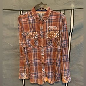 Woman’s Affliction Button Down Shirt size Large Great Condition!